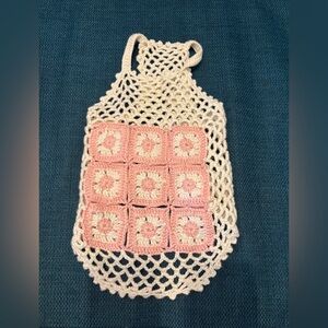 Adorable Doggie pink and white crochet dress